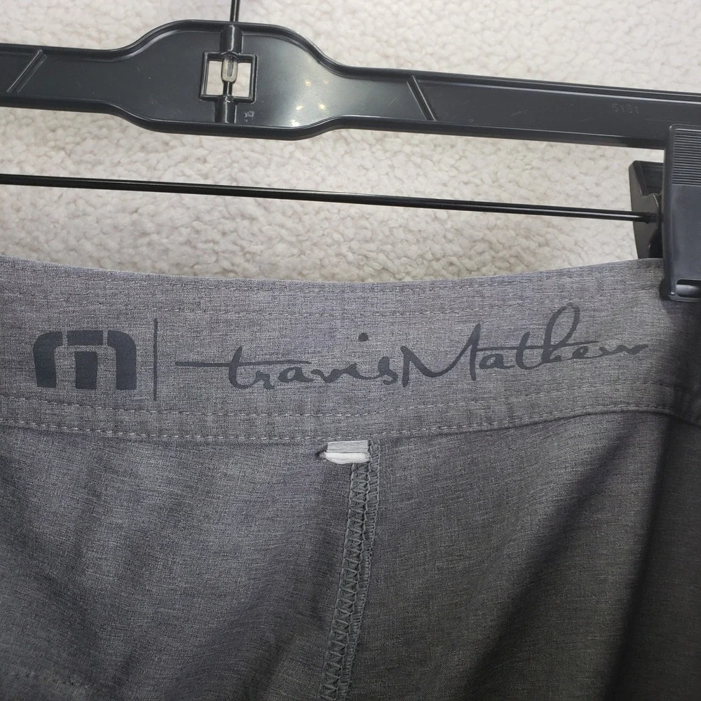 Travis Mathew Board Shorts Mens 38 Grey Striped Surf Beach Coastal